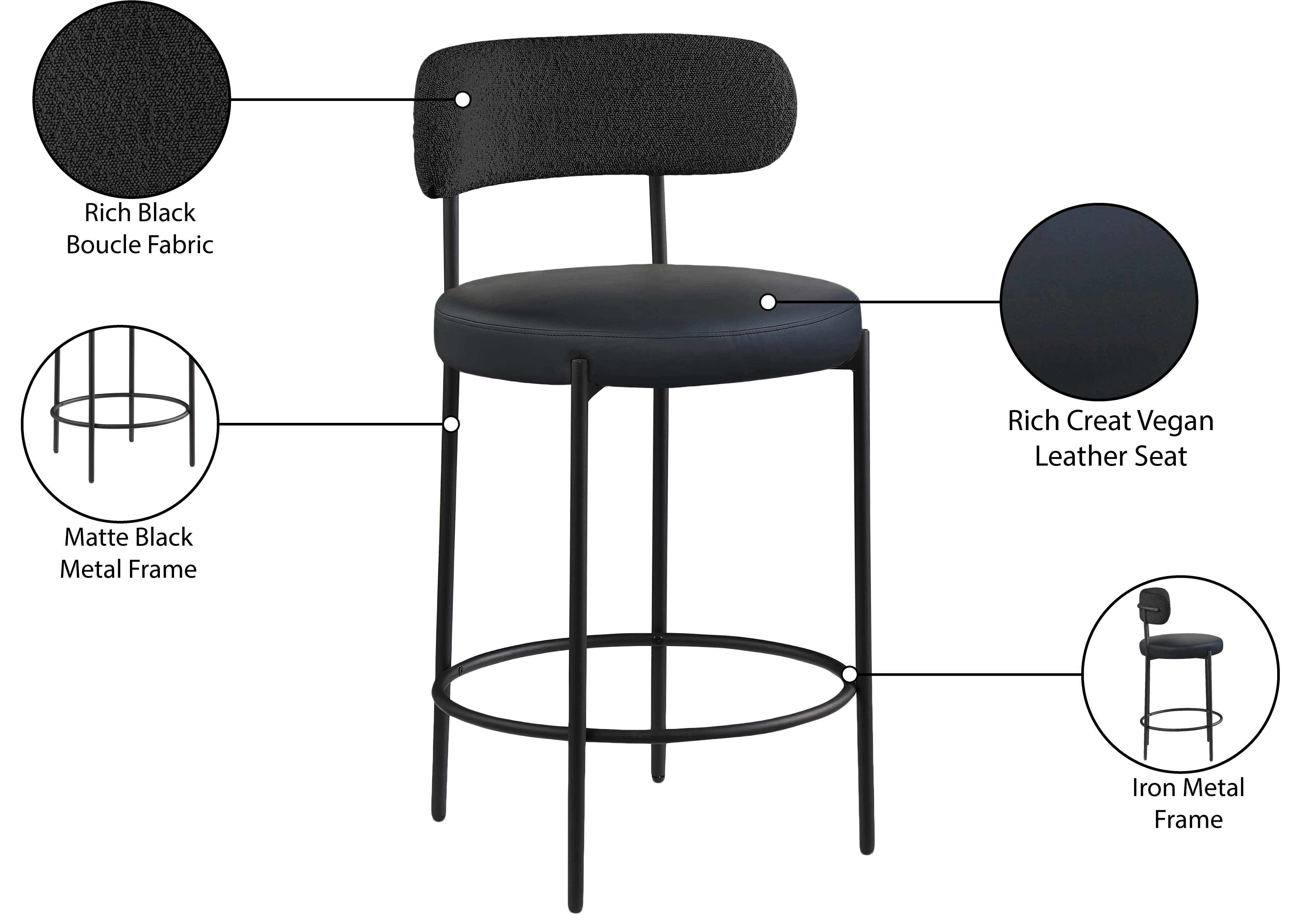 Vegan Leather Seat Stool - Modern PU Leather Footrest Ottoman with Non-Slip Bottom, Perfect for Living Room, Bedroom, Office & Nursery - Lightweight & Space-Saving Stool for Extra Seating or Footrest