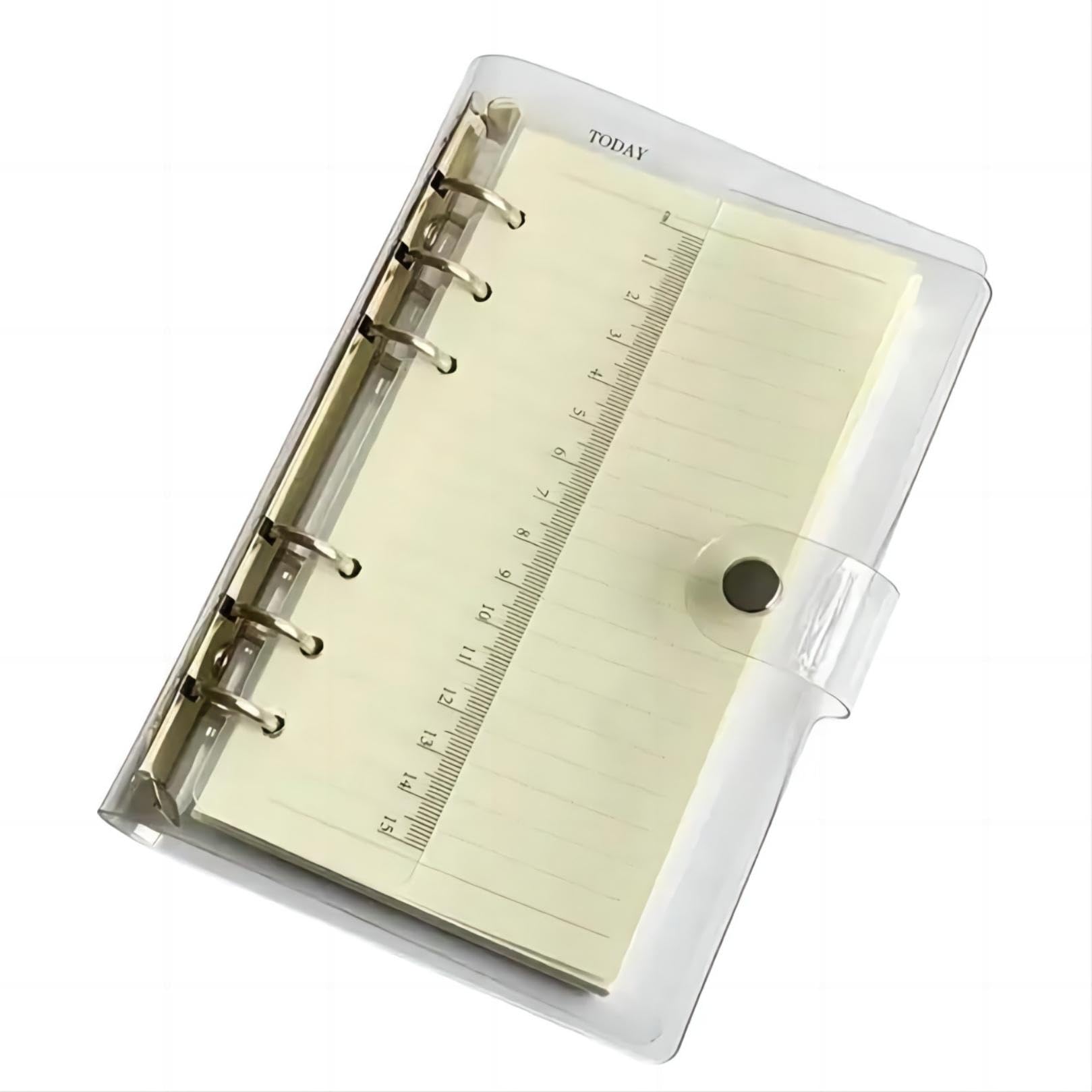 6-Hole Transparent PVC Binder Cover with Round Rings & Snap Button Closure - A6 Size File Folder for Loose Leaf Sheets, Notebook Refills & Document Protection | Perfect for School, Office Organization & Paper Storage