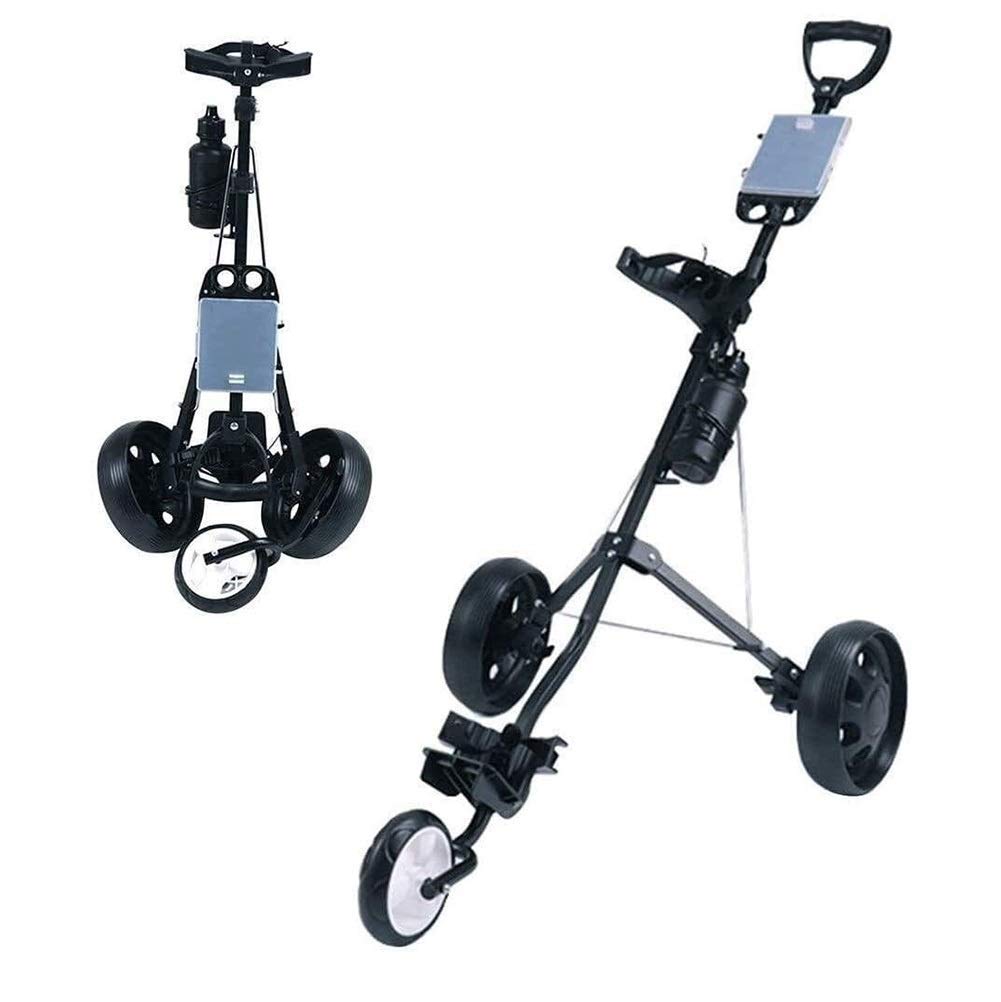 Best 3 Wheel Golf Push Cart - One Second Open & Close, Lightweight Collapsible Golf Trolley with Scorecard & Drink Holder | Perfect for Golf Courses, Driving Ranges & Outdoor Practice