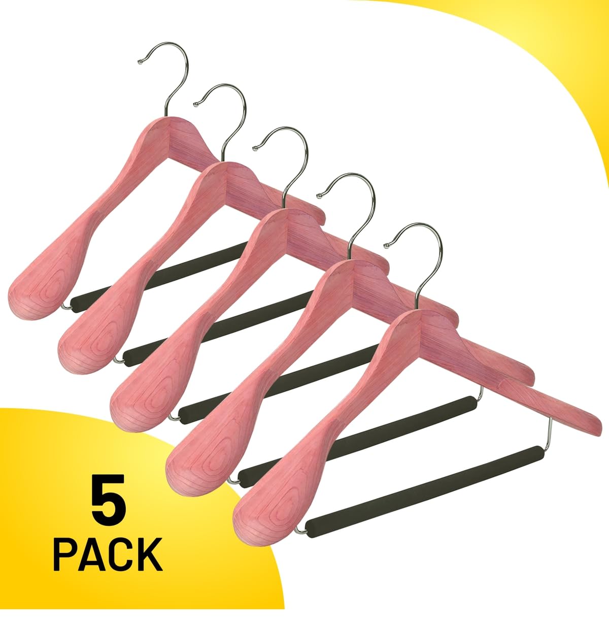 Premium 5-Pack Cedar Wood Hangers for Closet - Extra Wide Non-Slip Padded Suit Hangers with 360° Swivel Hook - Natural Aromatic American Cedar for Coats, Dresses & Jackets - Ideal for Luxury Wardrobe Organization & Fragrant Clothes Storage