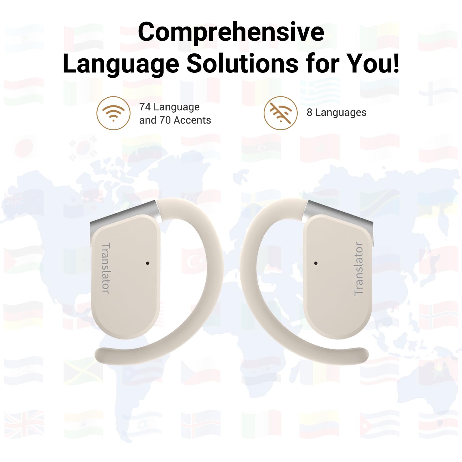 M9 AI Translator Earbuds - 144 Languages, Open-Ear Design for Travel & Business