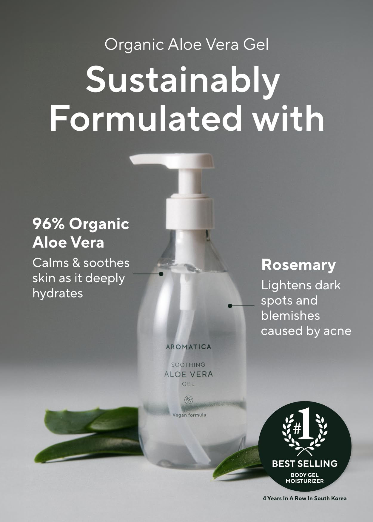 Organic Aloe Vera Gel 10.14oz (300ml) - EWG Verified After Sun Care, Sunburn Relief & Moisturizer for Face & Hair | Soothing Hydration for Sunburn, Skin Irritation & Daily Skincare