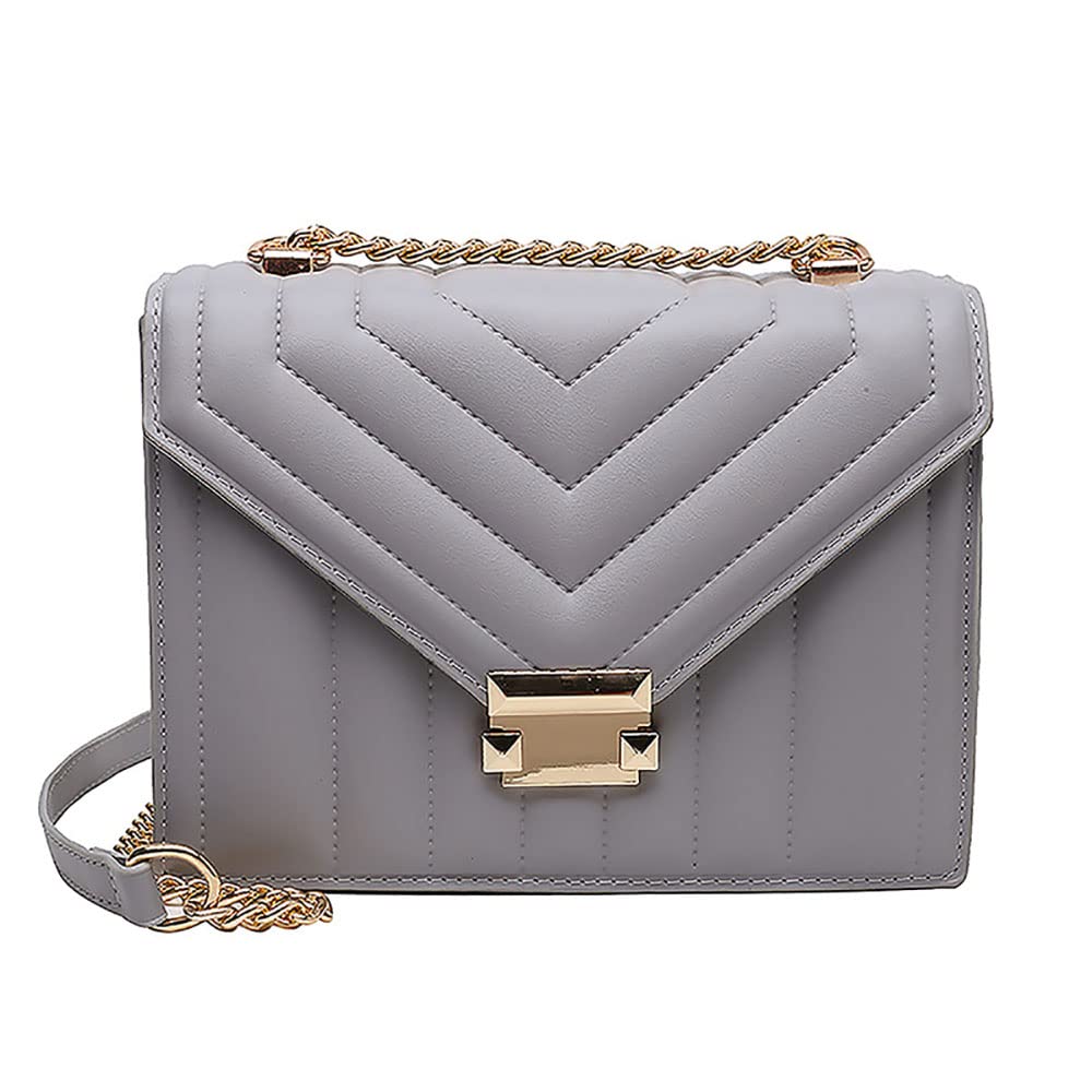 Luxury Envelope Crossbody Bag for Women - PU Leather Underarm Shoulder Bag with Chain Strap, Fashion Designer Style Handbag (Gray) | Perfect for Everyday Use, Work, Dating & Special Occasions