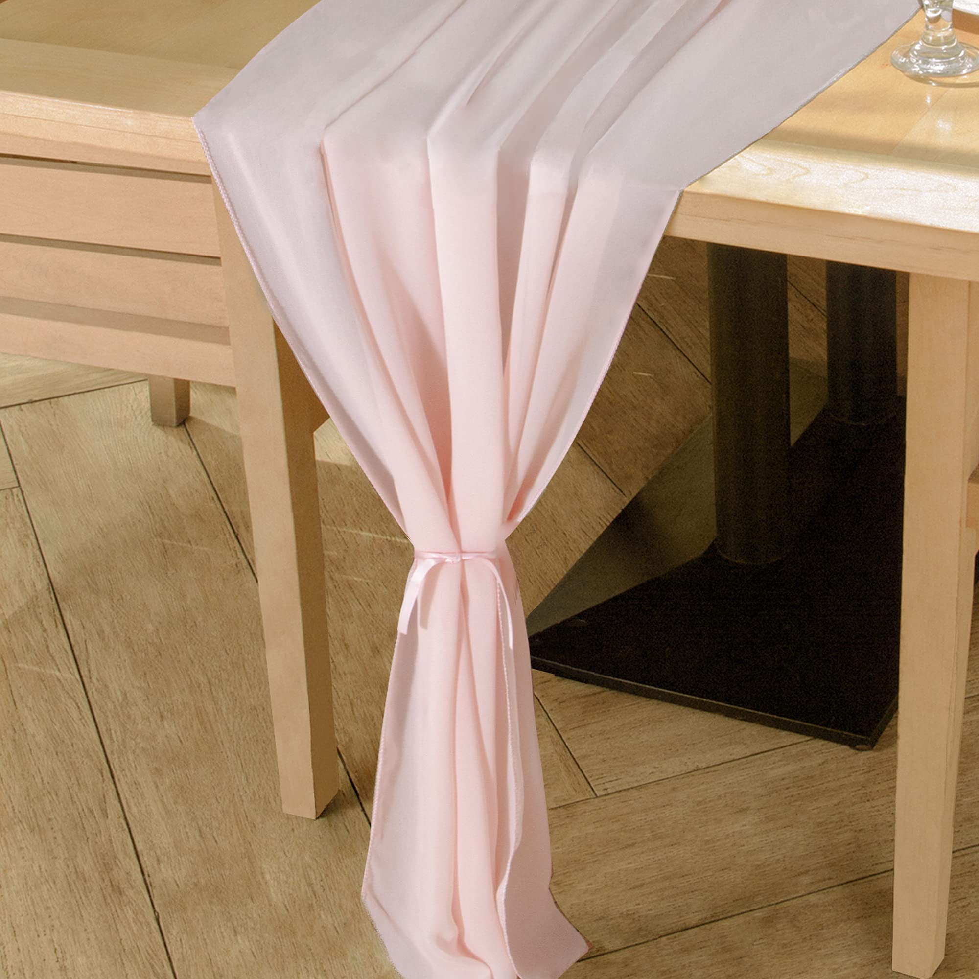 29x122 Inches Blushing Pink Chiffon Table Runner - Elegant Wedding, Bridal Shower & Birthday Party Decor - 10Ft Long Sheer Fabric for Romantic Events & Home Decor