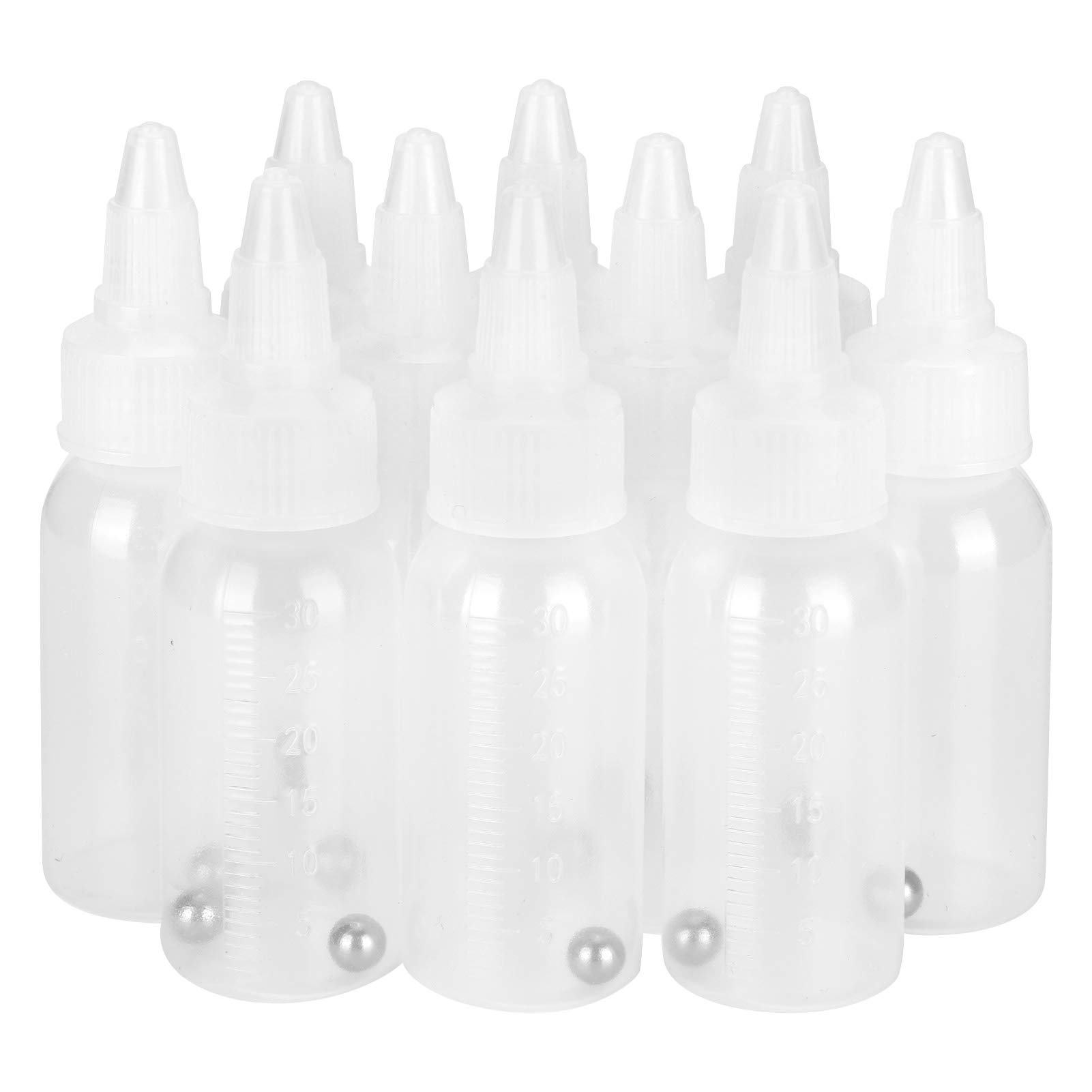 10Pcs 30ml Empty Airbrush Bottles with Scale - Refillable Paint Storage Jars for Artists & Hobbyists - Perfect for Acrylics, Inks & Airbrush Paint Mixing
