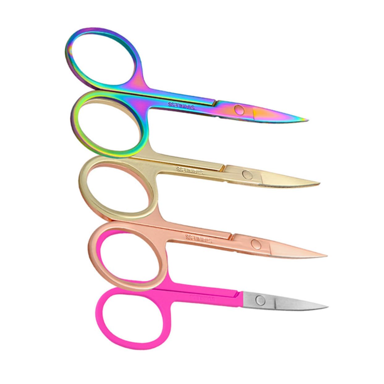 4-Piece Nose Hair Trimmer Set - Stainless Steel Scissors, Tweezer, Comb & Small Beauty Scissors for Eyebrows & Makeup - Perfect for Grooming, Travel & Personal Care
