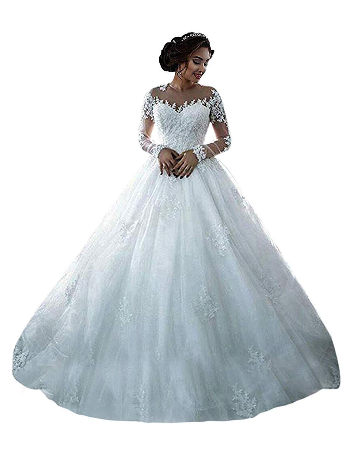 Vintage Elegant Off Shoulder Lace Wedding Dress with Sleeves - White Ball Gown for Brides, Prom & Formal Events