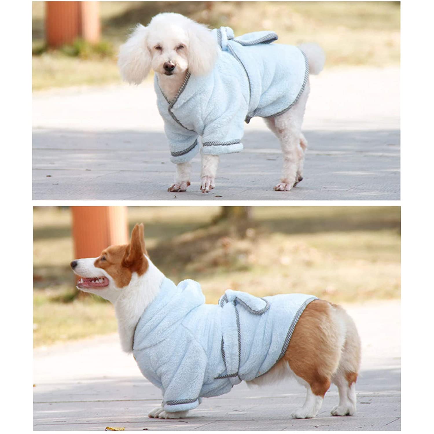 Premium Dog Bathrobe - Microfiber Fast Drying Absorbent Hooded Bath Towel for Small Medium Large Dogs & Cats (2XL, Light Cyan) | Post-Bath Drying, Grooming & Spa Day Comfort