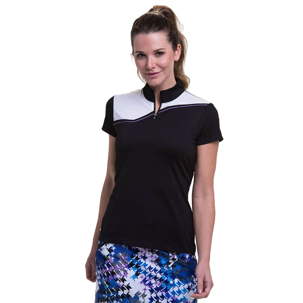 EP New York Women's Short Sleeve Mock Zip Golf Polo Shirt - Breathable Moisture-Wicking Performance Top for Golf, Tennis & Casual Wear
