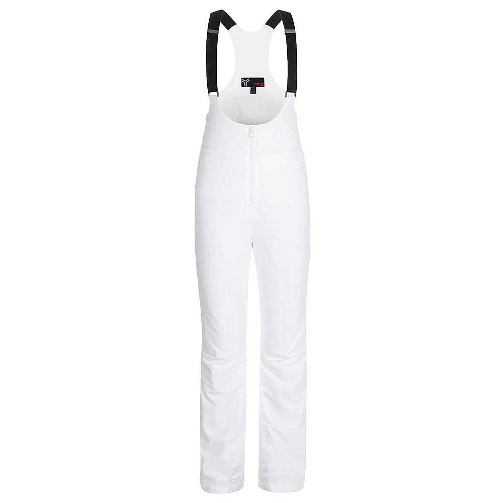 Fera Brooke Insulated Ski Bib for Women - Waterproof Winter Snow Pants, Warm Thermal Overalls for Skiing & Snowboarding - Size 4 White | Perfect for Cold Weather Outdoor Activities