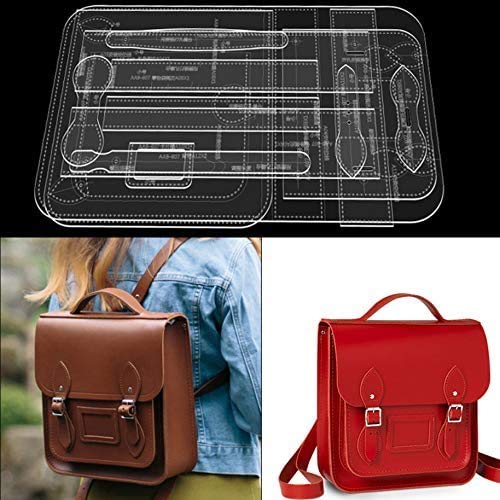 AAB-607 Large Leather Backpack Template (11.02x11.81x4.33inch) - Acrylic Leather Pattern Stencil for DIY Crafting, Handmade Bags & Leatherworking Projects - Perfect for Backpack Making, Leather Crafting & DIY Accessories
