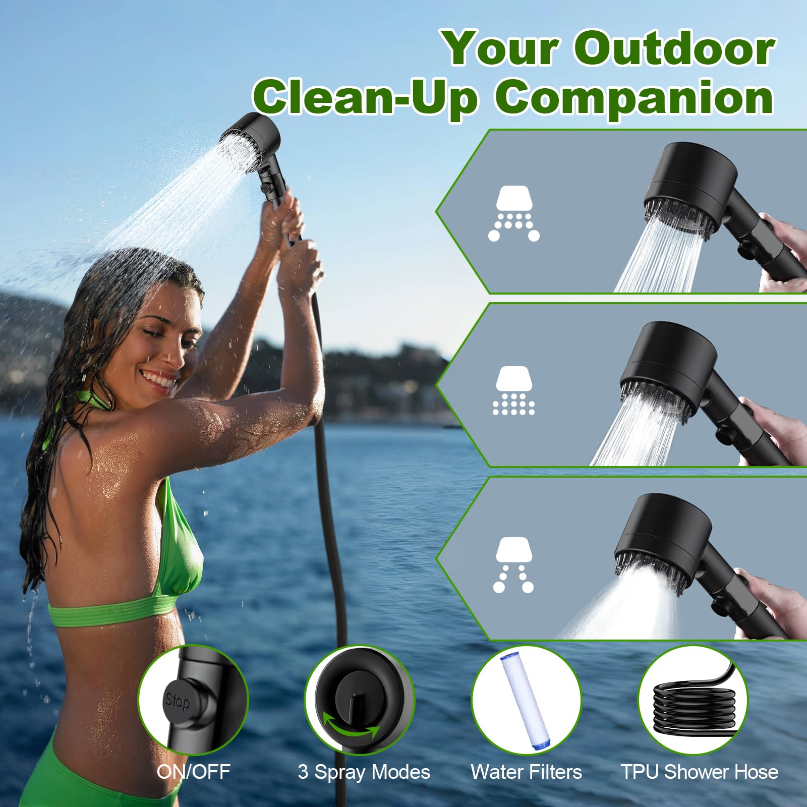 5-Gallon Portable Camping Shower with Battery-Powered Pump & LED Flashlight - Lightweight Outdoor Shower Bag for Hiking, Beach Trips & RV Use - Enjoy Home Shower Experience Anywhere