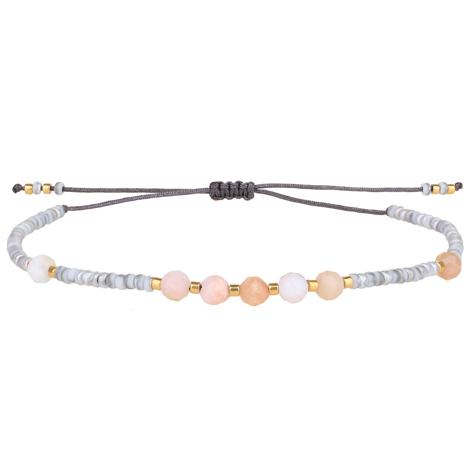 C·QUAN CHI Charm Pearl Bracelet - Handmade Adjustable Friendship Bracelet with Seed Beads & Flat Knot Design - Elegant Women's Jewelry for Gifts, Parties & Everyday Wear