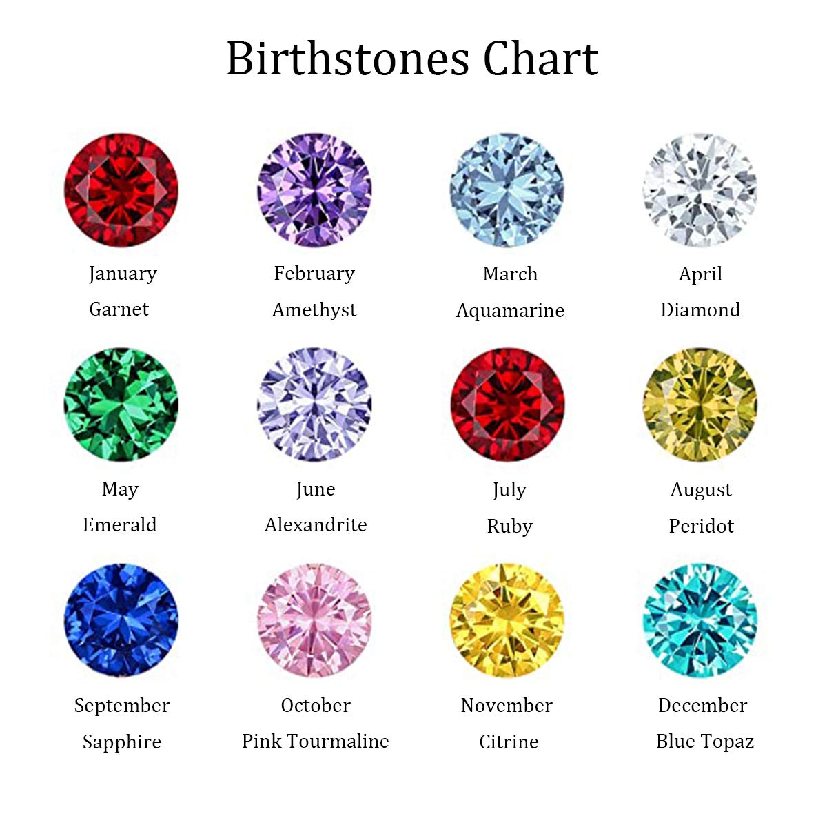 Sterling Silver Birthstone Tennis Necklace for Women - 4mm Adjustable 18
