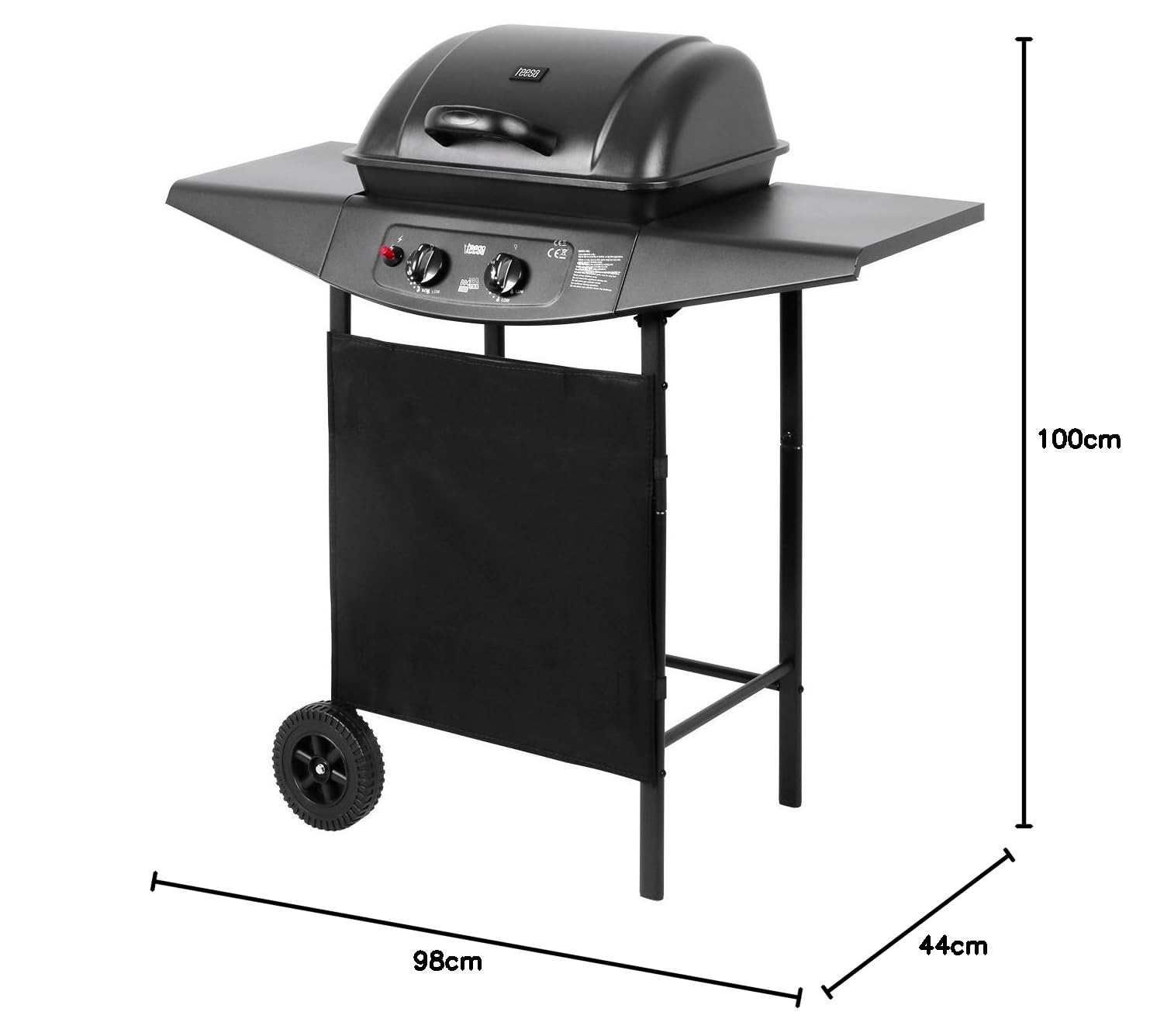 Teesa BBQ 2000 TSA0080 2-Burner Gas Grill Black 38.6 x 17.3 x 39.4 Inches for Outdoor Cooking, Backyard Parties & Camping