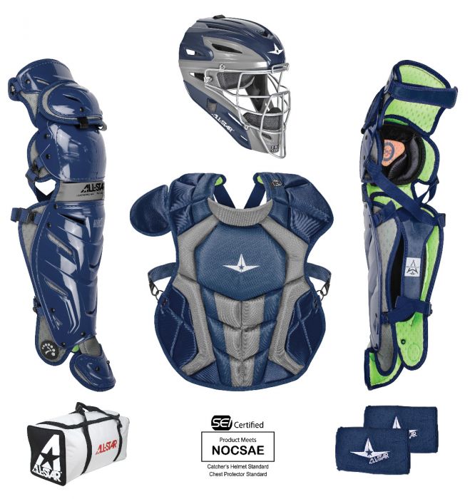 All Star System 7 Axis™ Youth Baseball Catcher's Gear Set - NOCSAE Certified Protective Equipment for Ages 12-16 - Perfect for Little League, High School & Travel Team Practices & Games