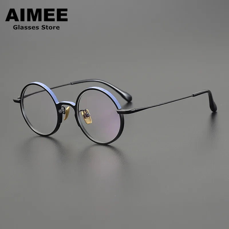 Stylish Unisex Full Rim Round Titanium Eyeglasses Frame 1102 - Lightweight & Durable for Work, Reading & Everyday Wear