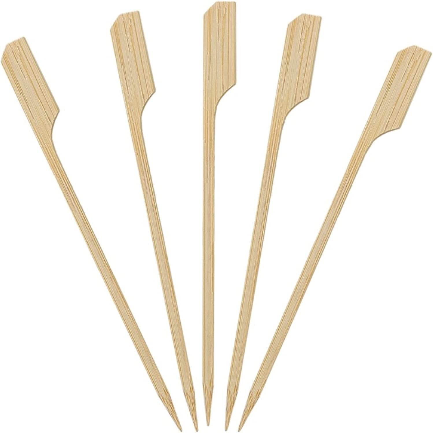 400Pcs 4-Inch Bamboo Wooden Paddle Toothpicks - Cocktail, Appetizer & Fruit Skewers - Eco-Friendly Party Forks for Sandwiches, Snacks, Cheese Platters & Charcuterie Boards - Perfect for Weddings, BBQs & Catering Events (400 Count)