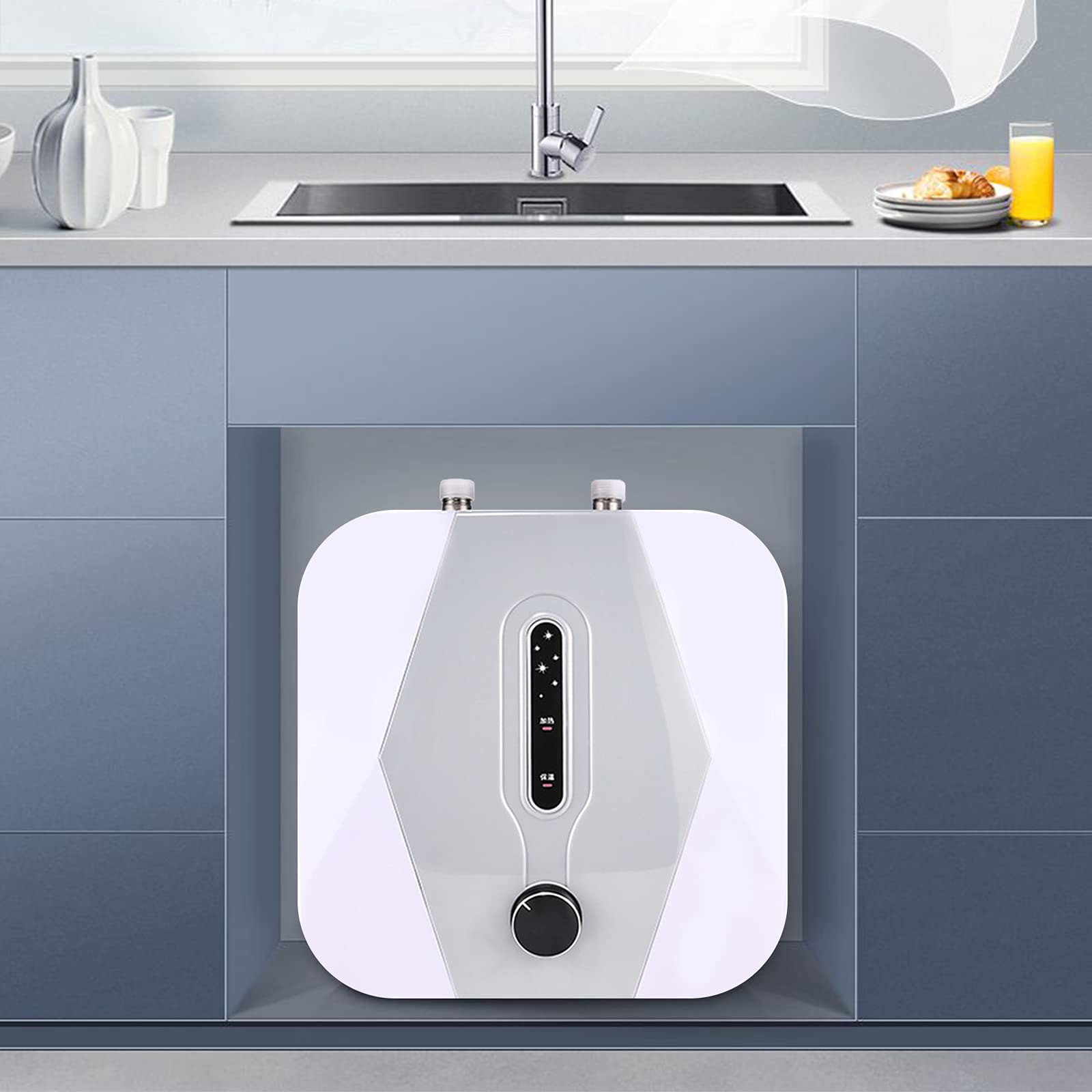 8L Electric Mini-Tank Water Heater 110V 1500W, Instant Hot Water Dispenser for Kitchen Sink, IPX4 Waterproof, White - Perfect for Hand Washing, Dish Cleaning & Small Household Hot Water Needs