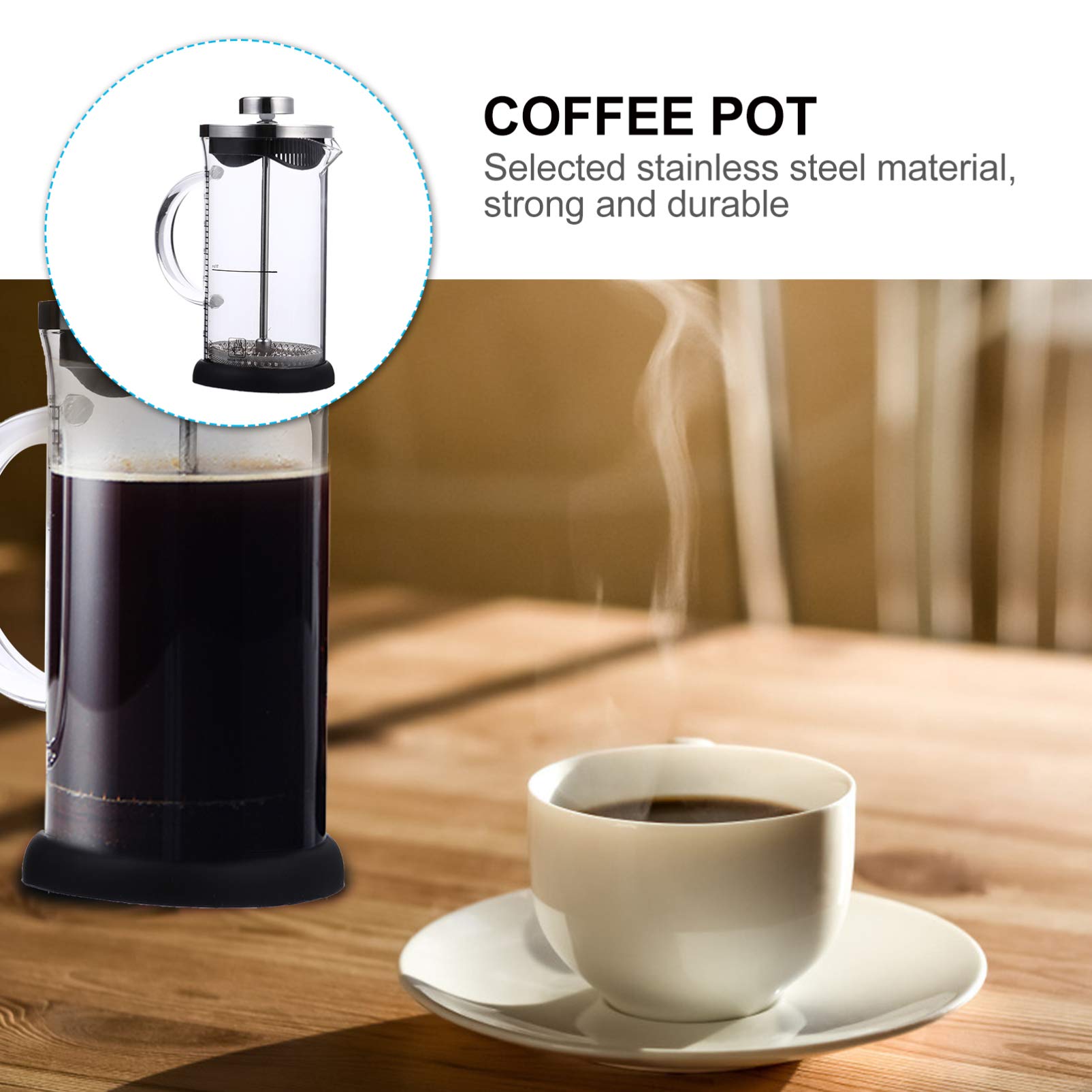 Portable Espresso Maker - 350ml Stainless Steel Stovetop Coffee Pot & Glass Tea Kettle for Camping, Hiking, Travel - Hemoton Manual Espresso Machine for Home & Outdoor Use