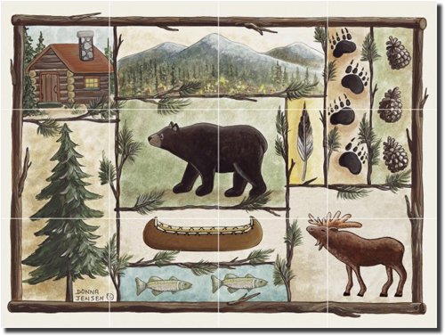 Donna Jensen Cabin Fever Lodge Art Ceramic Tile Mural - 18