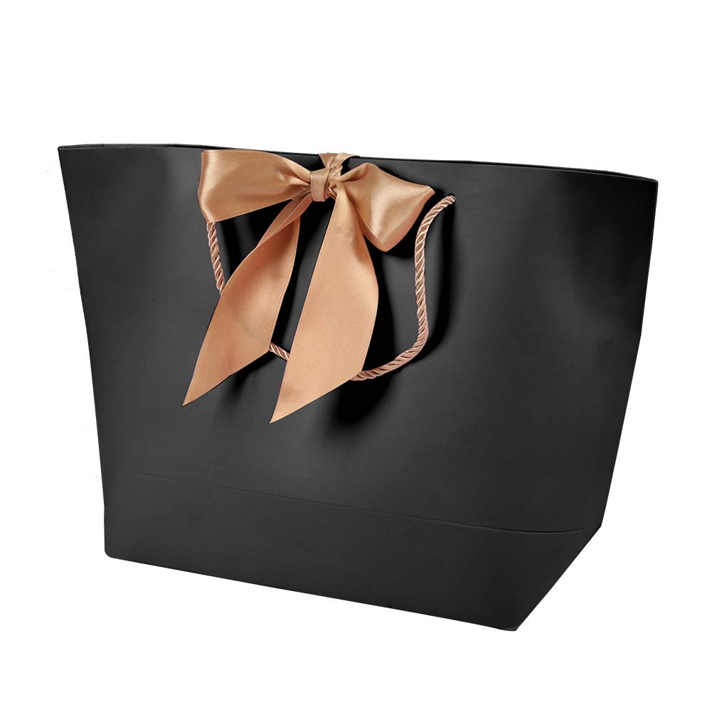 Premium 10-Pack Black High-Quality Paper Gift Bags for Clothing, Cosmetics & Gifts - Eco-Friendly Decorative Packaging for Retail, Parties & Special Occasions
