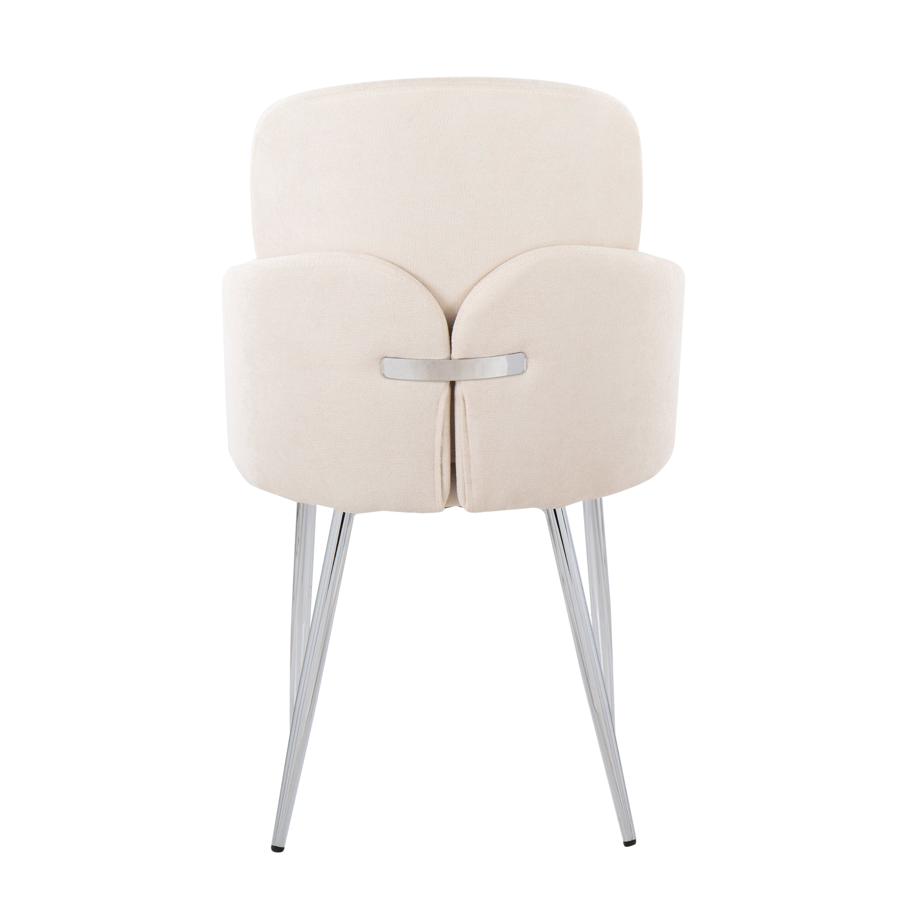 LumiSource Dahlia Contemporary Dining Chairs - Set of 2 Chrome Metal & Cream Fabric Modern Kitchen Chairs with Chrome Accents for Dining Room, Kitchen, or Breakfast Nook