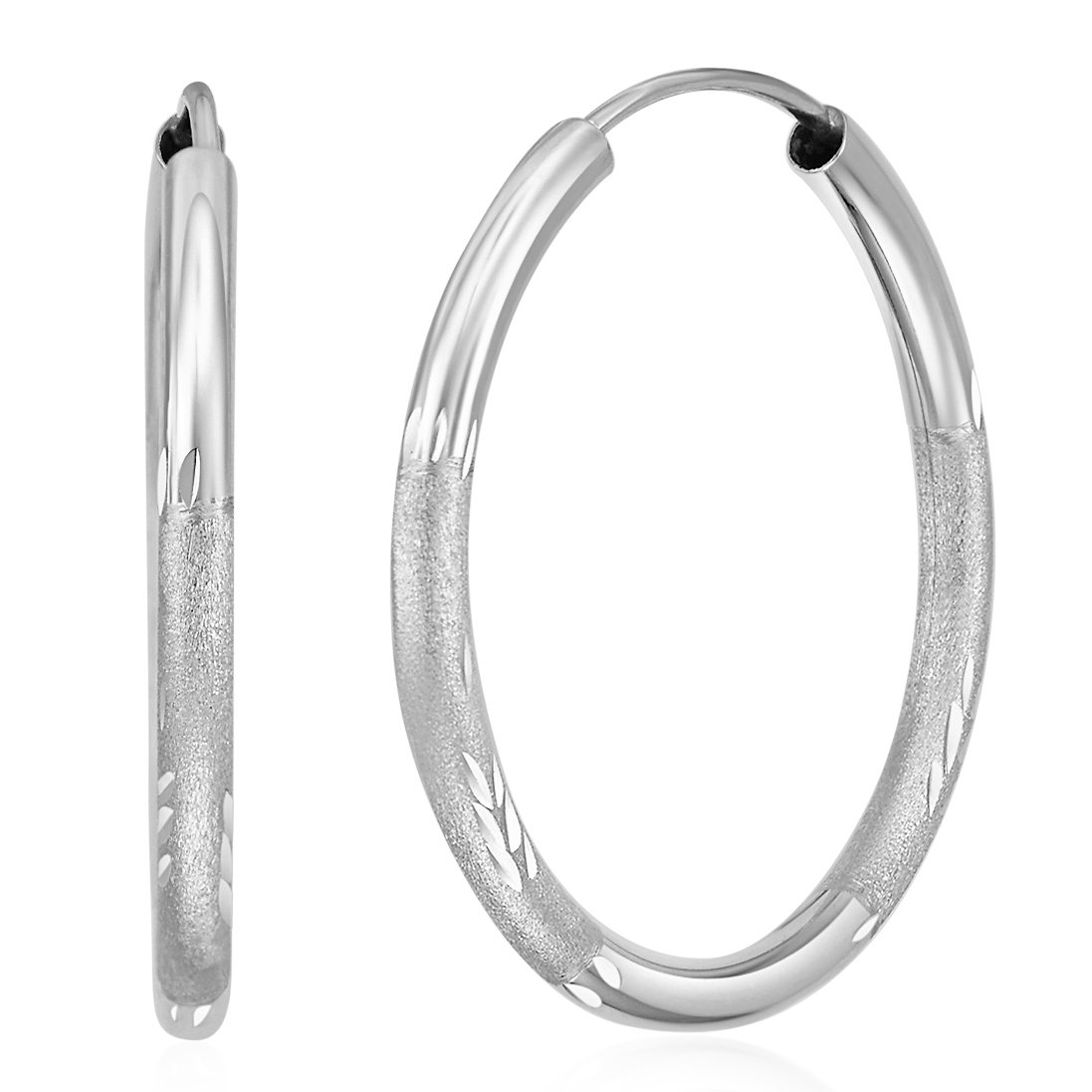 14K White Gold 2mm Thin Endless Hoop Earrings - 8 Size Options for Women | Perfect for Everyday Wear, Date Night & Special Occasions