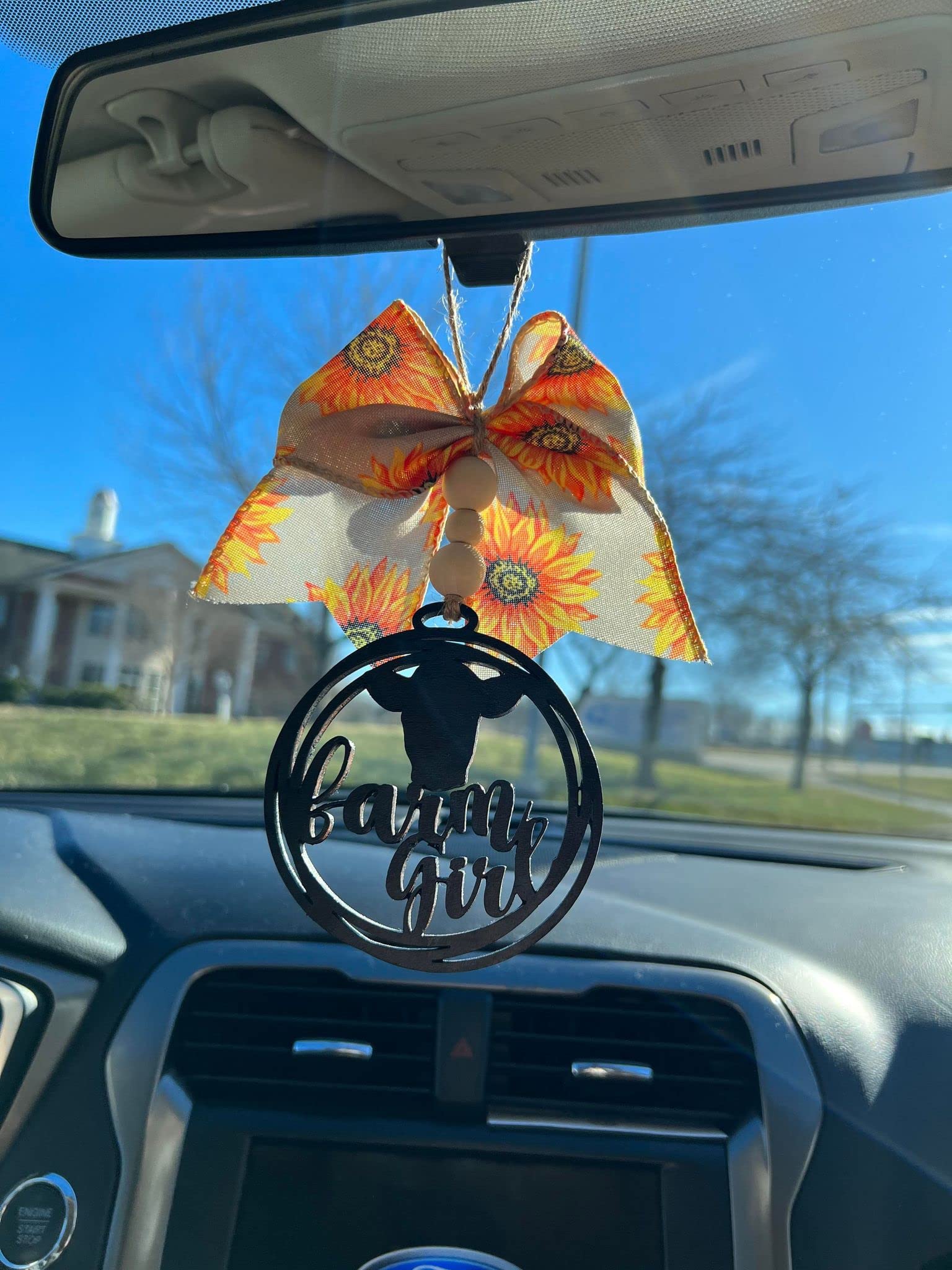 Farm Girl Cow Car Charm - Leopard Burlap Black White Red Cow Paws Ribbons Car Accessories for Interior Decor, Perfect for Country Style Vehicles and Farm-Themed Car Styling