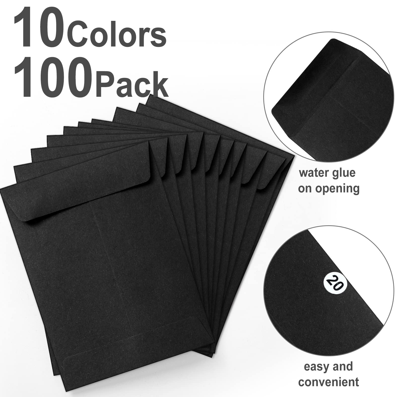 100 Pack 4x3 Inch Small Coin Envelopes with Stickers - Cash Saving Challenge, Budgeting, Checks & Gift Card Organizer for Home, Office, Banking (Black) | Perfect for Money Management, DIY Projects & Small Item Storage