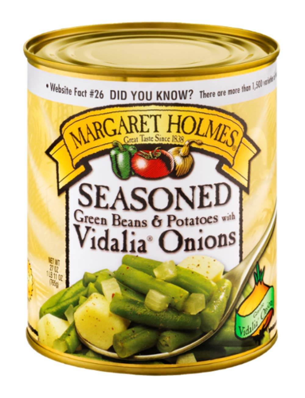 Margaret Holmes Seasoned Green Beans & Potatoes with Vidalia Onions - 27oz Cans (Pack of 4) | Southern Style Canned Vegetables | Perfect for Stews, Casseroles & Quick Meals