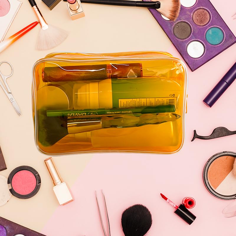 **Neon Yellow Clear Travel Toiletry Bag - Small TSA Approved 7