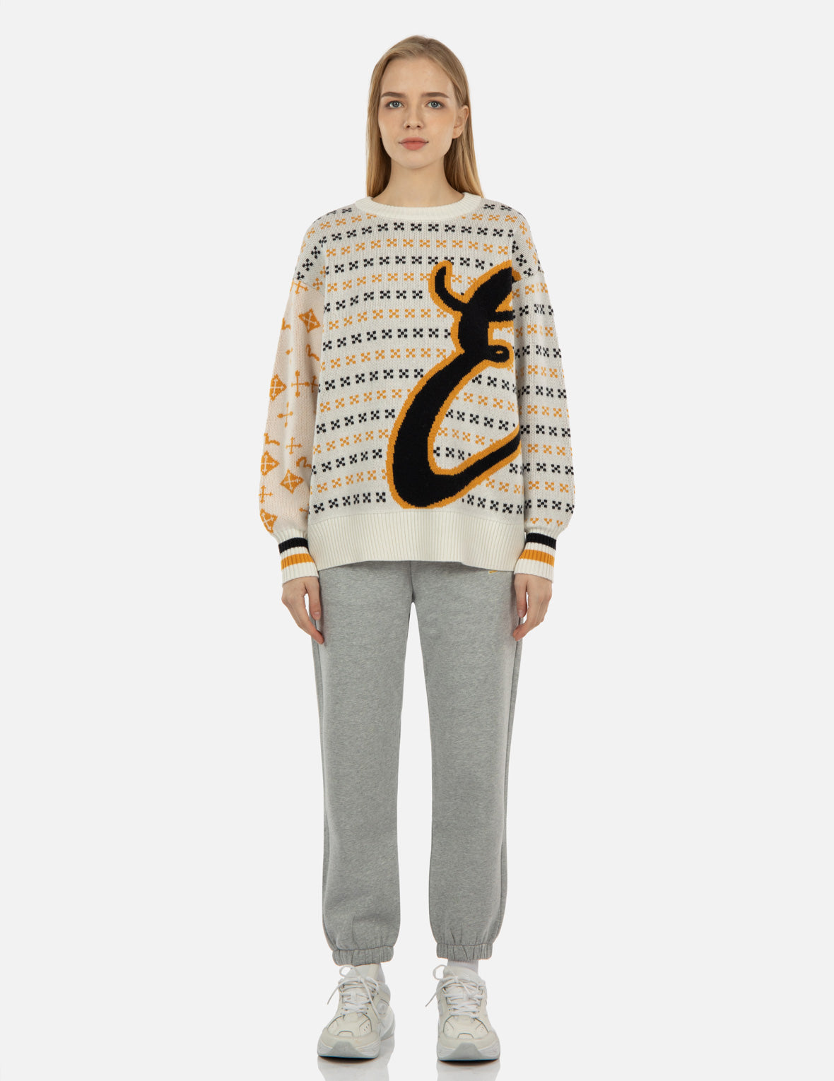 Custom Embroidered Logo Calligraphy Jacquard Knitted Sweater - Premium Fashion Pullover for Women & Men - Perfect for Office Wear, Casual Outfits & Holiday Gifts