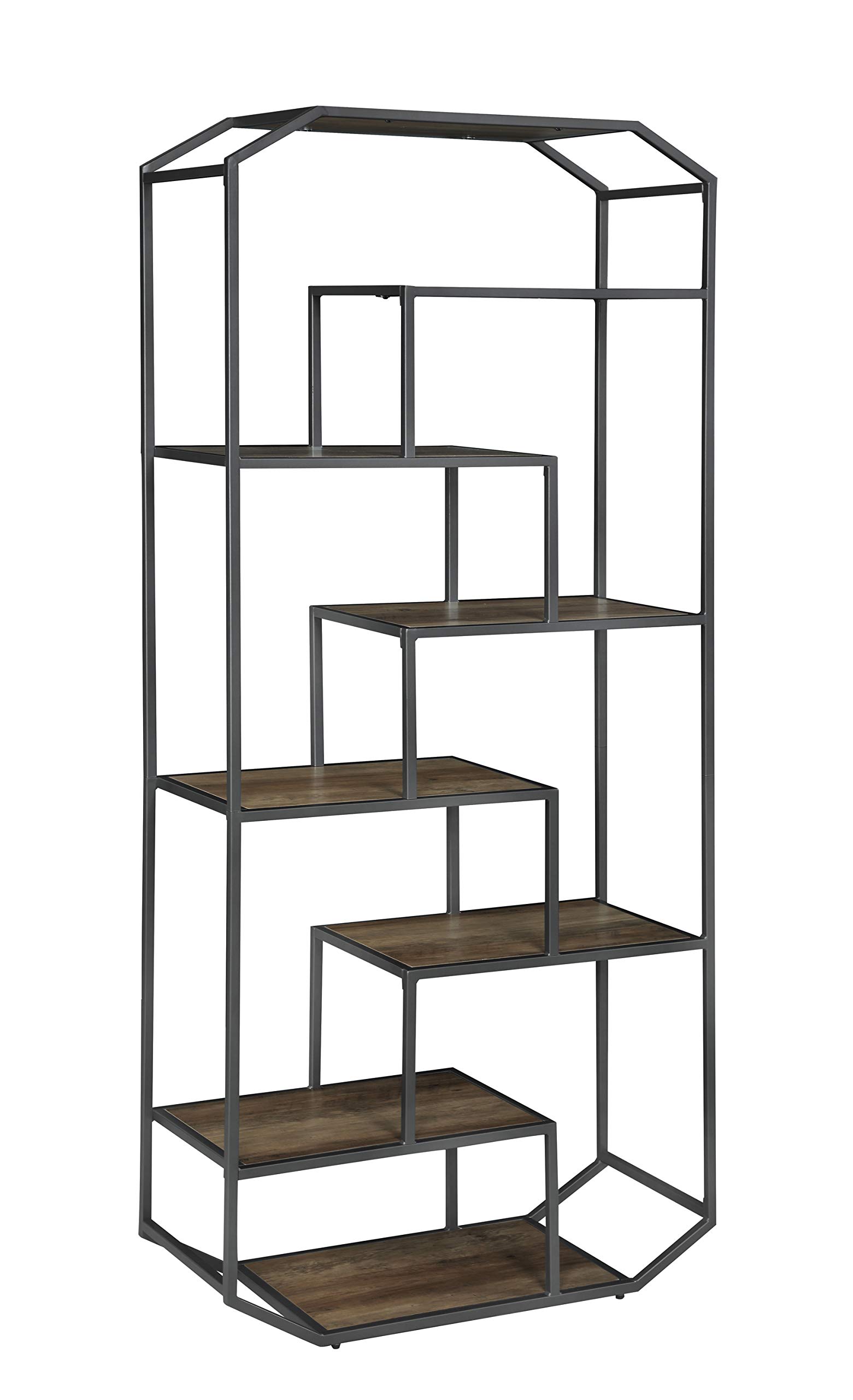 Rustic Brown and Dark Grey Coaster Furniture Bookcase 805662 - Perfect for Living Room, Home Office, and Library Storage
