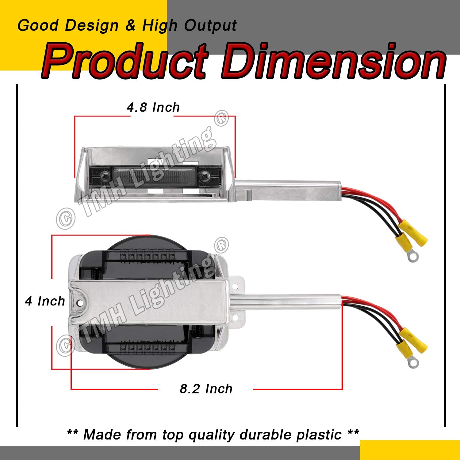TMH 2-Pack 8.2 Inch Smoked Lens Amber/Red LED Clearance Lights - 7 LED Dual-Face Fender Marker Lamps for Trucks, Trailers, ATVs & Heavy Duty Vehicles - 12V DC Waterproof with Chrome Bezel - Perfect for Night Driving & Road Safety