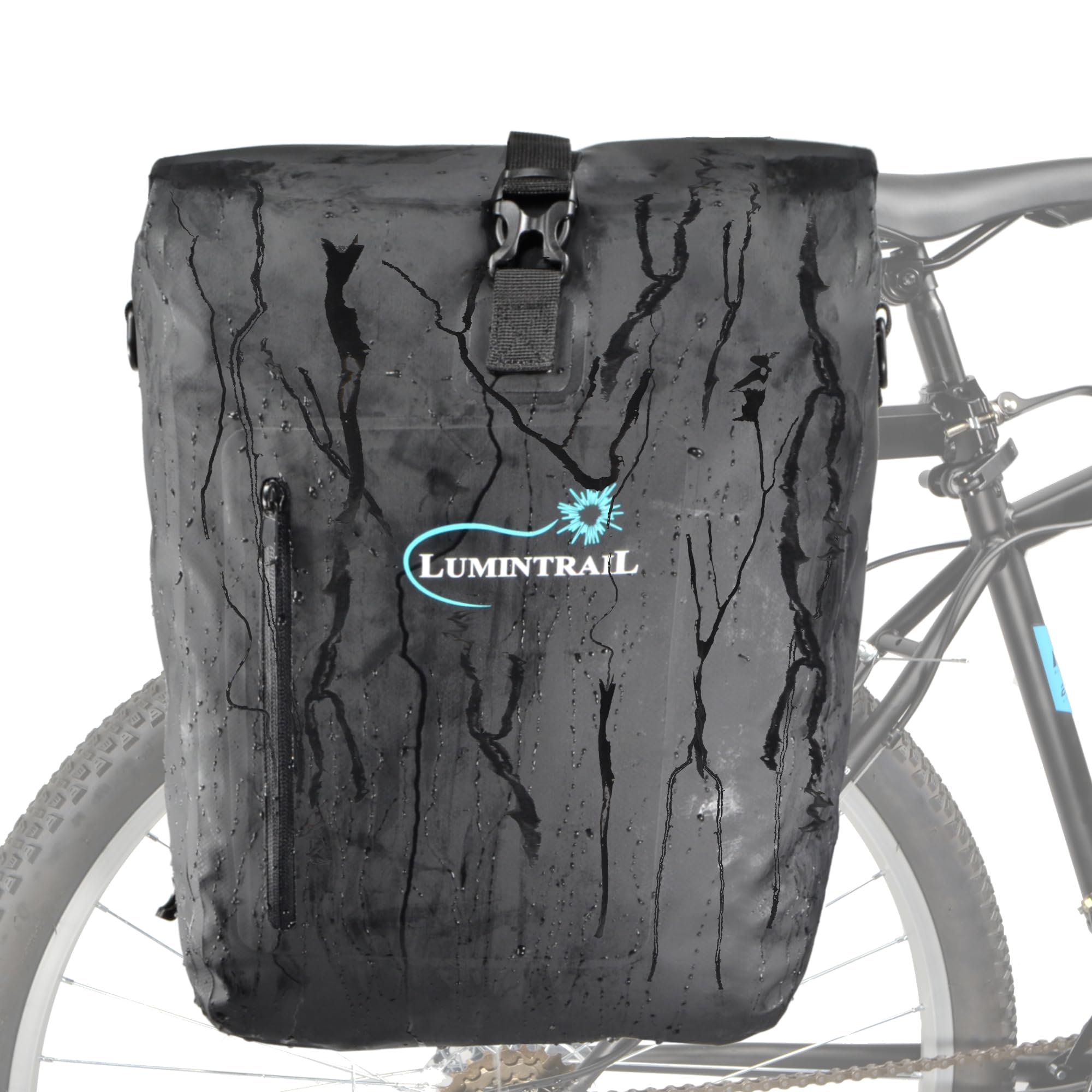 **Lumintrail Waterproof Bike Pannier Bag & Backpack - 25L Rear Bicycle Bag for E-Bike, Commuting & Touring - Reflective Safety Spots & Adjustable Straps**