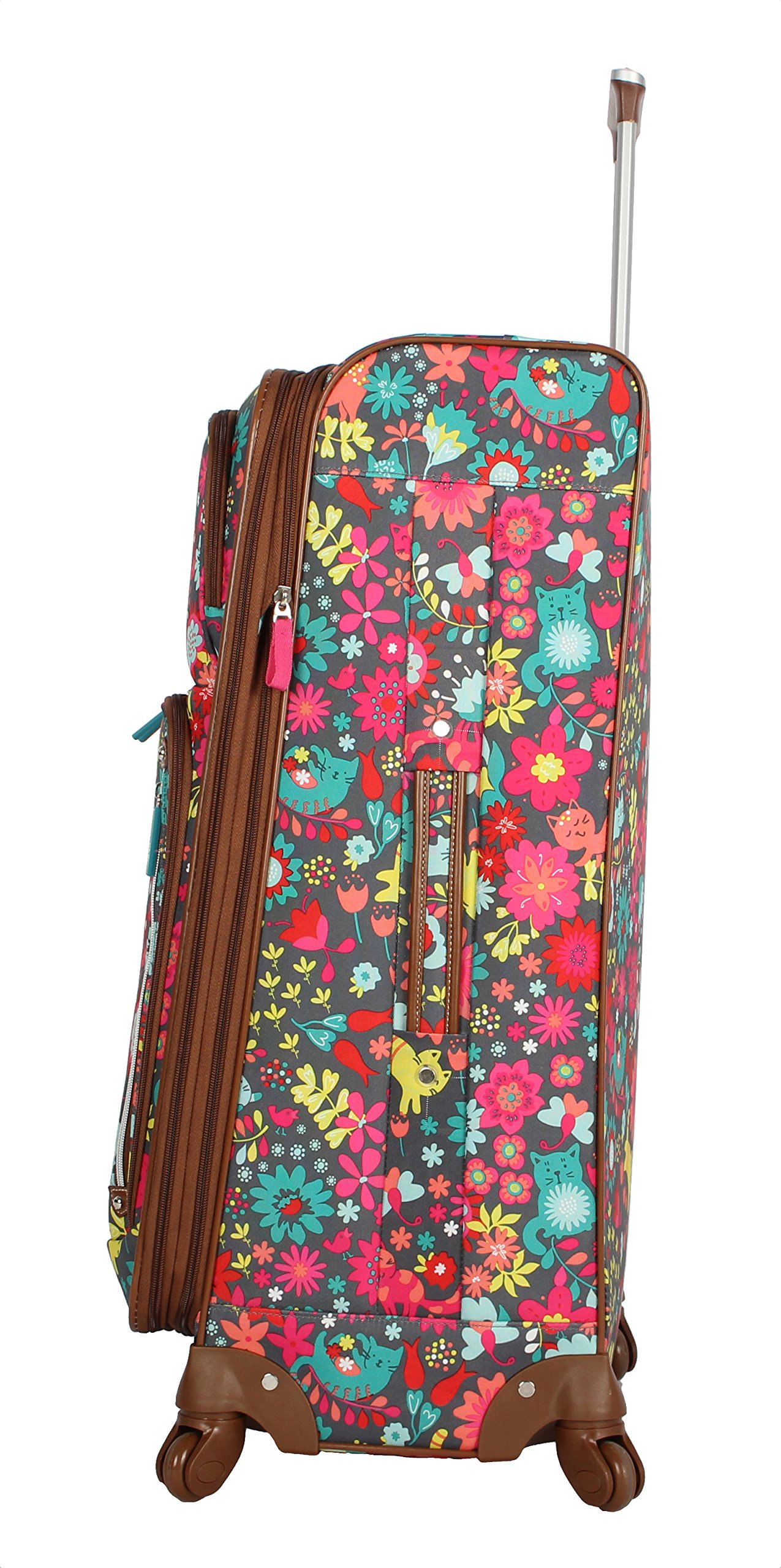 Lily Bloom 4-Piece Luggage Set with Spinner Wheels for Women - Playful Garden Design | Lightweight Suitcases for Travel, Vacation & Business Trips