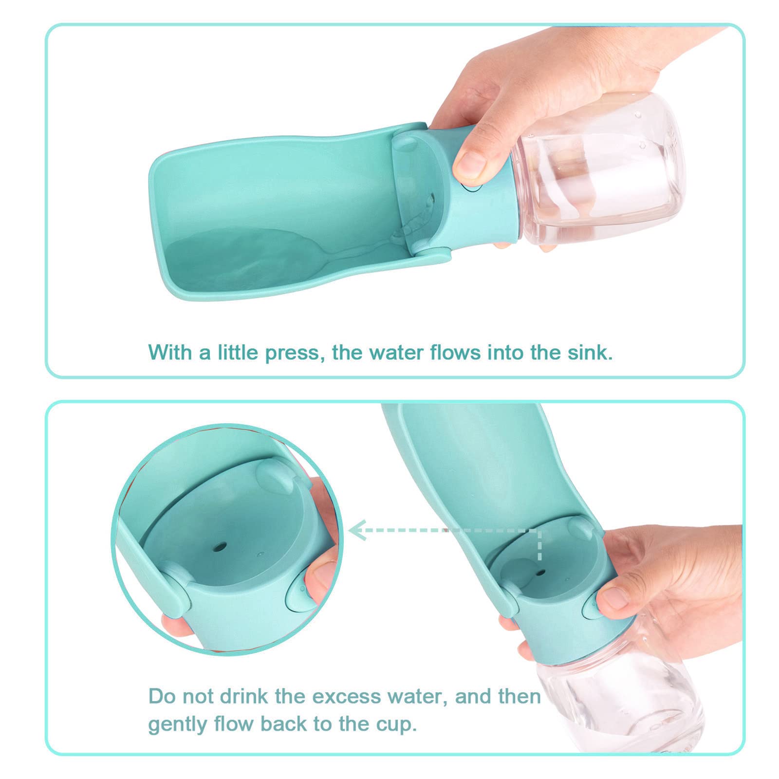 Portable Dog Water Bottle with Foldable Dispenser - Leak Proof & BPA Free Travel Water Bottle for Dogs & Cats | Outdoor Walking, Hiking, Camping, Beach & Travel Accessories (Blue)