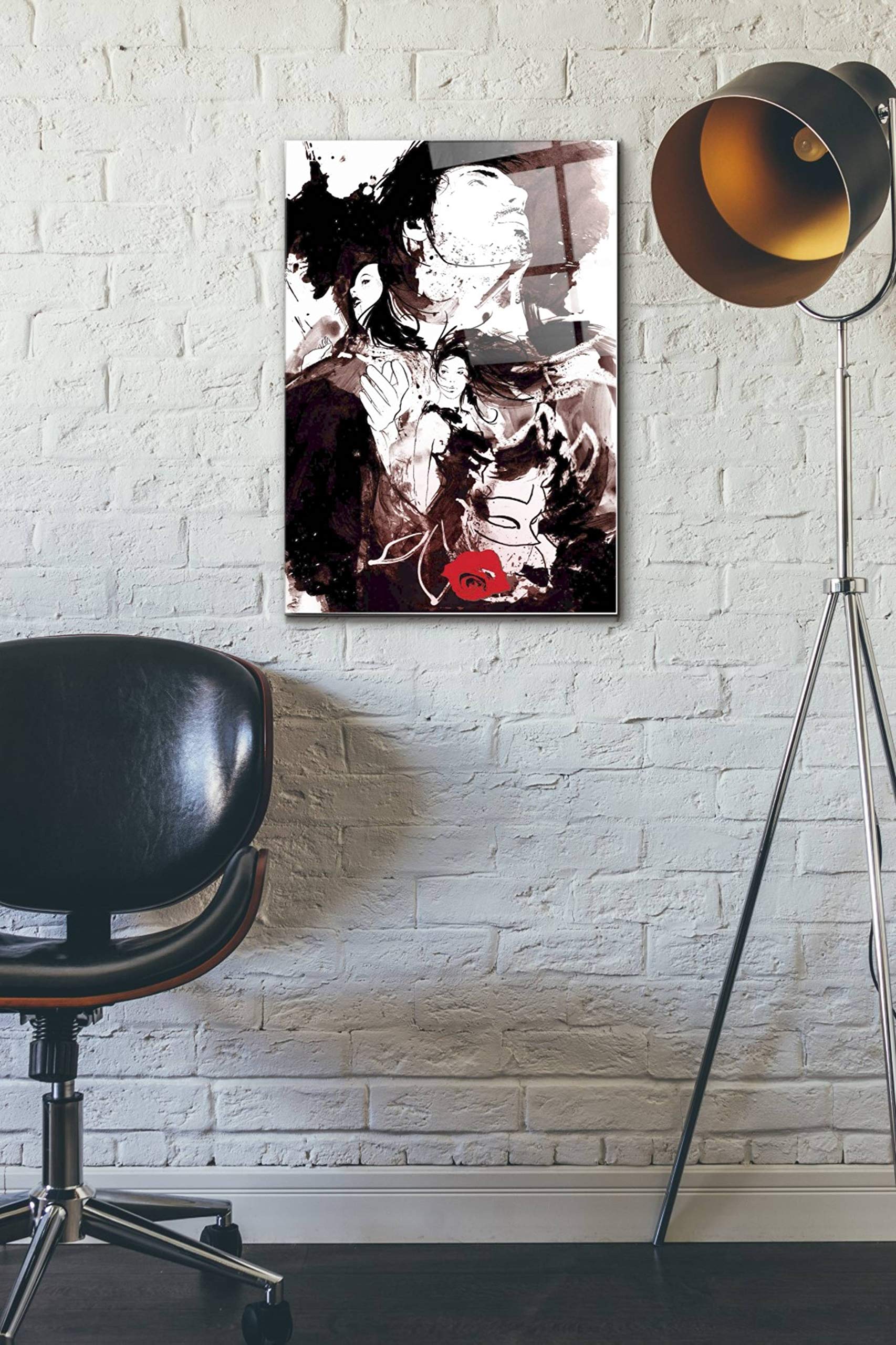 Romance Revenge Revolution Acrylic Glass Wall Art by Jonathan Lam - 16x24 Inch Modern Abstract Painting for Living Room, Bedroom & Office Decor