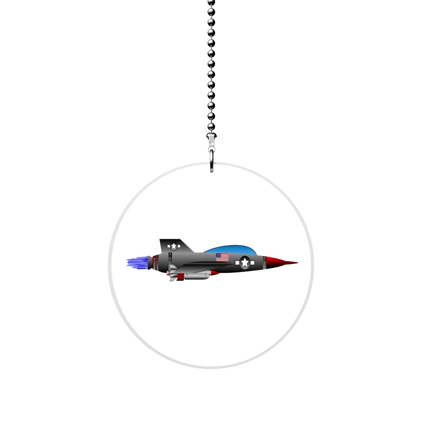 American Fighter Jet Fan & Light Pull Chain - Cool Military Aircraft Themed Ceiling Fan Pull Switch for Home, Bedroom, Kids Room Decor