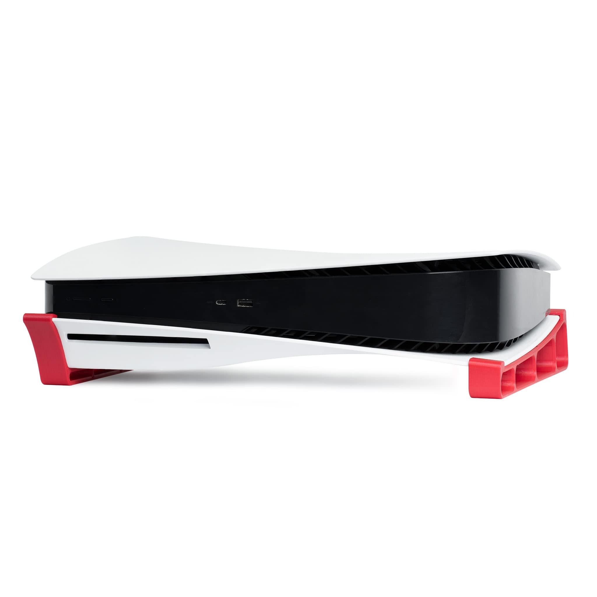 Glistco PS5 Horizontal Stand - Compatible with PlayStation 5 Disc Edition - Red Gaming Console Stand for Secure Storage & Display - Perfect for Living Room, Game Room & Entertainment Center Setup