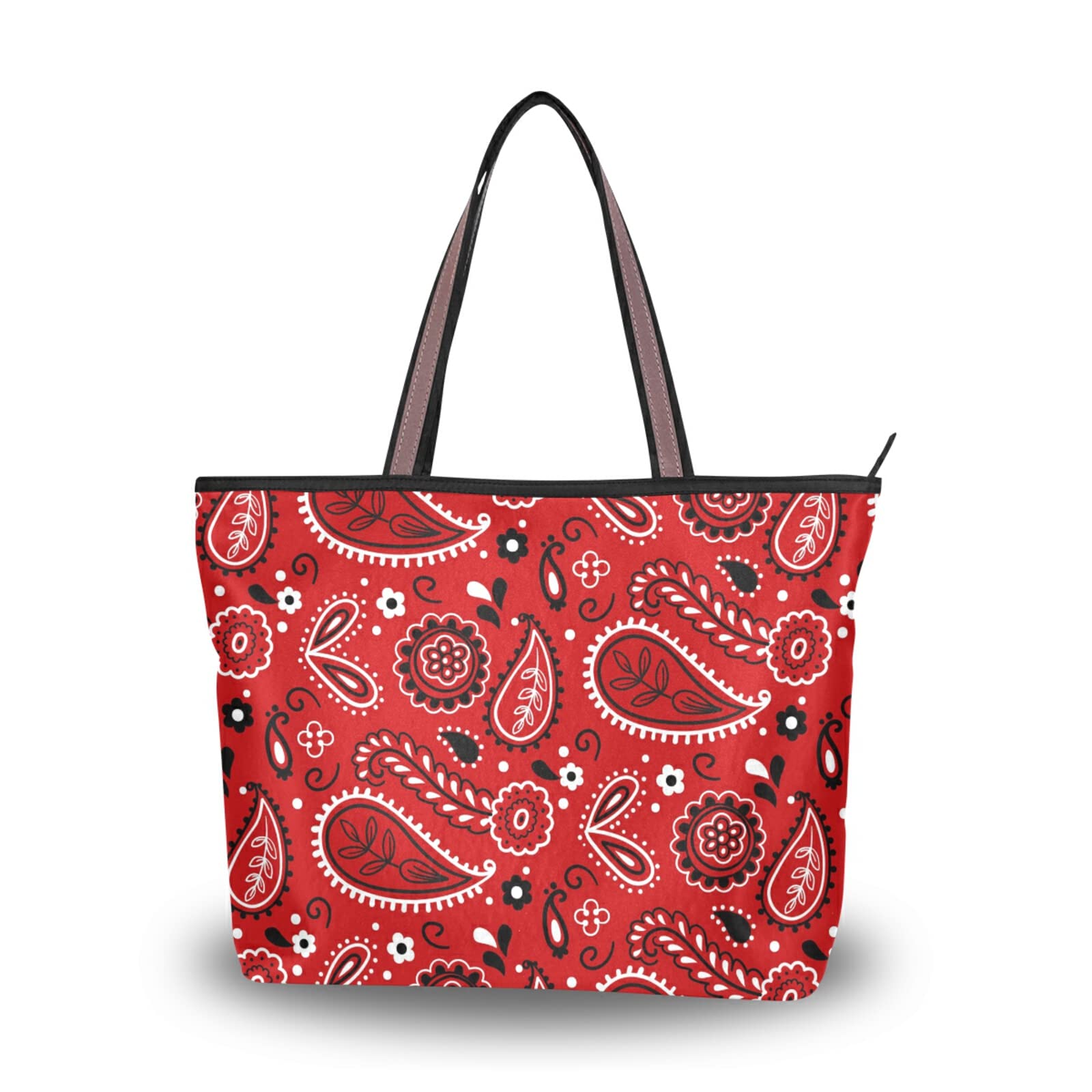 Stylish Paisley Bandana Print Tote Bag for Women - Reusable Shoulder Handbag, Fashionable Beach Bag & Travel Purse | Perfect for Shopping, Beach Trips & Daily Commute
