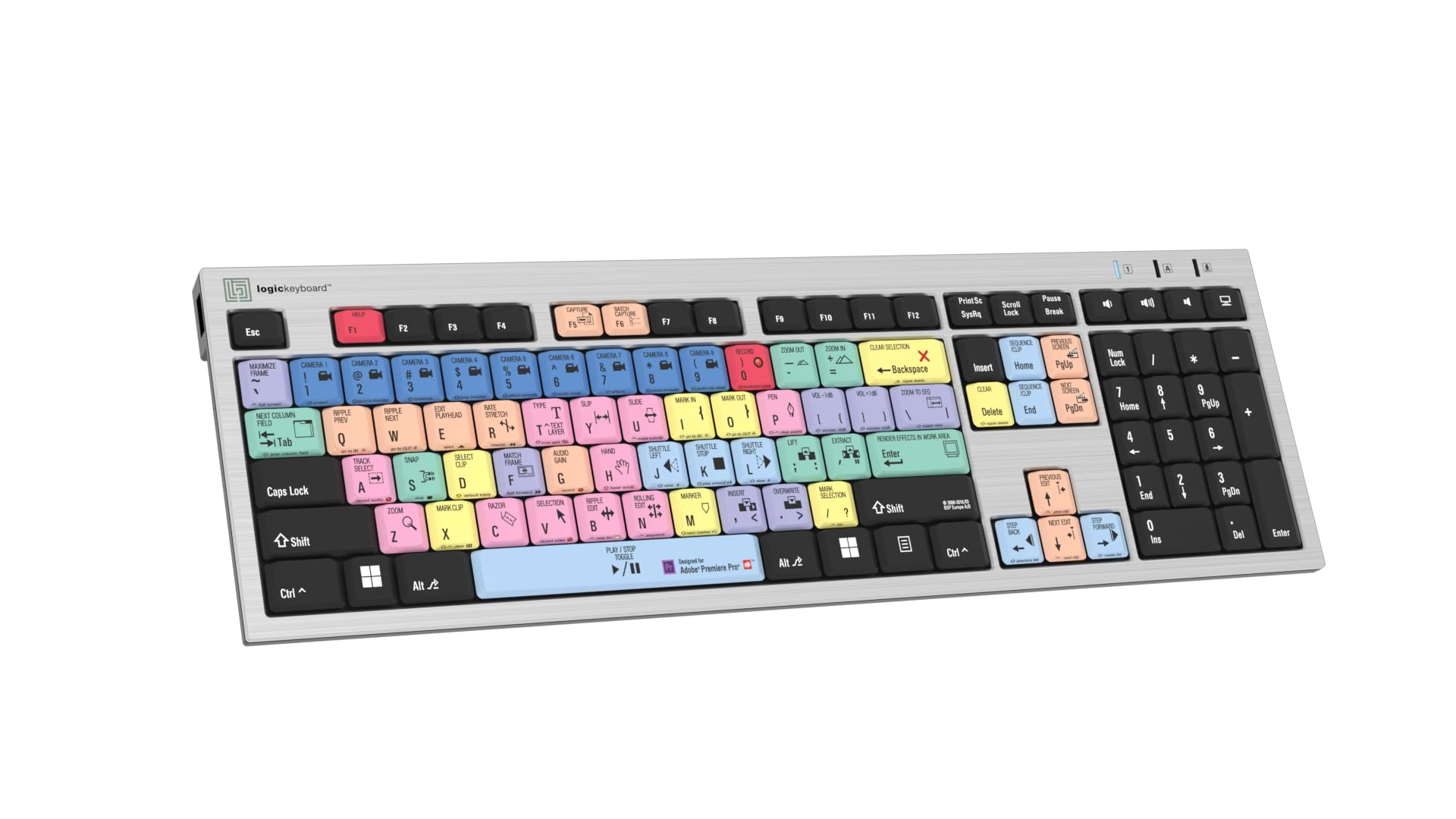 Logickeyboard Slimline Adobe Premiere Pro Editing Keyboard for Windows PC - Optimized for Video Editors & Content Creators (LKBU-PPROCC-AJPU-US)