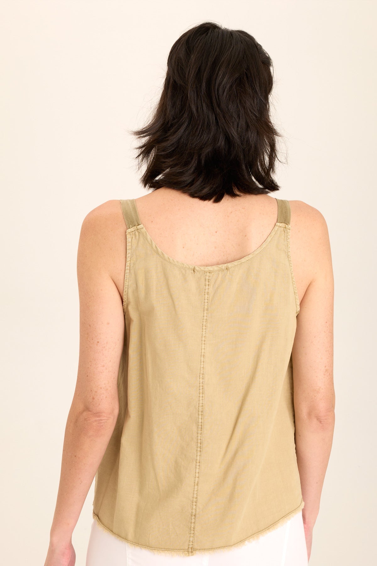 Shawnie Linen Billowy Pintuck Tank Top for Women - Breathable Summer Blouse, Casual Loose Fit Tunic, Beach Cover Up & Boho Outfit