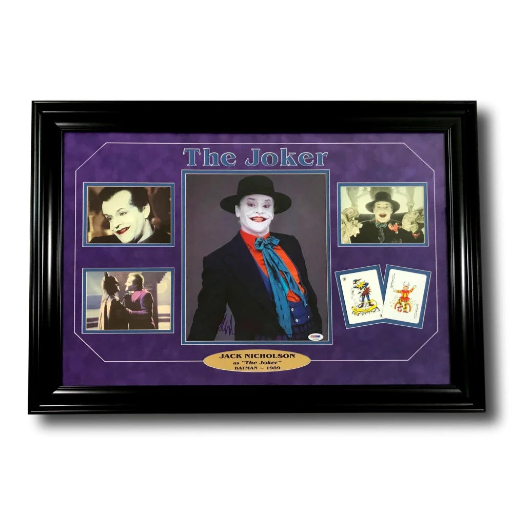 Jack Nicholson Signed Joker 11x14 Photo - Batman Themed Framed Collage with COA & PSA Authentication - Perfect for Movie Memorabilia Collectors and Batman Fans Display