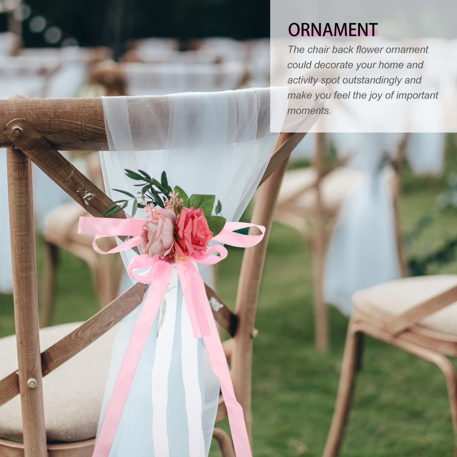 Garneck Church Chair Bench Bows - White Plastic Flower Chair Back Decor with Artificial Flowers for Wedding, Church, and Event Decorations - Perfect for Ceremonies, Banquets, and Special Occasions