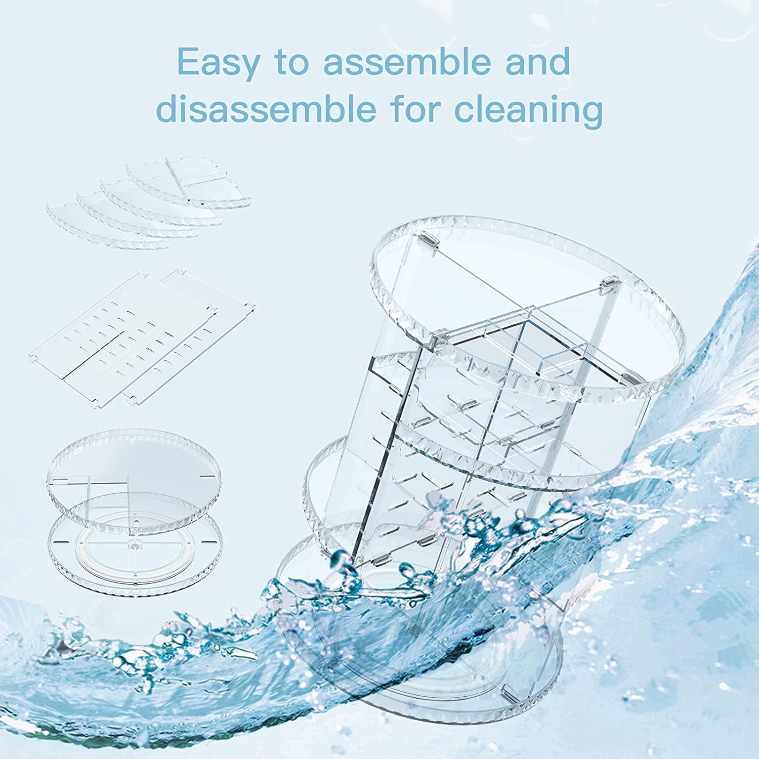 360° Rotating Makeup Organizer with Adjustable Rotation - Multi-Functional Clear Cosmetic Storage Case - Perfect for Vanity, Bathroom & Travel Organization