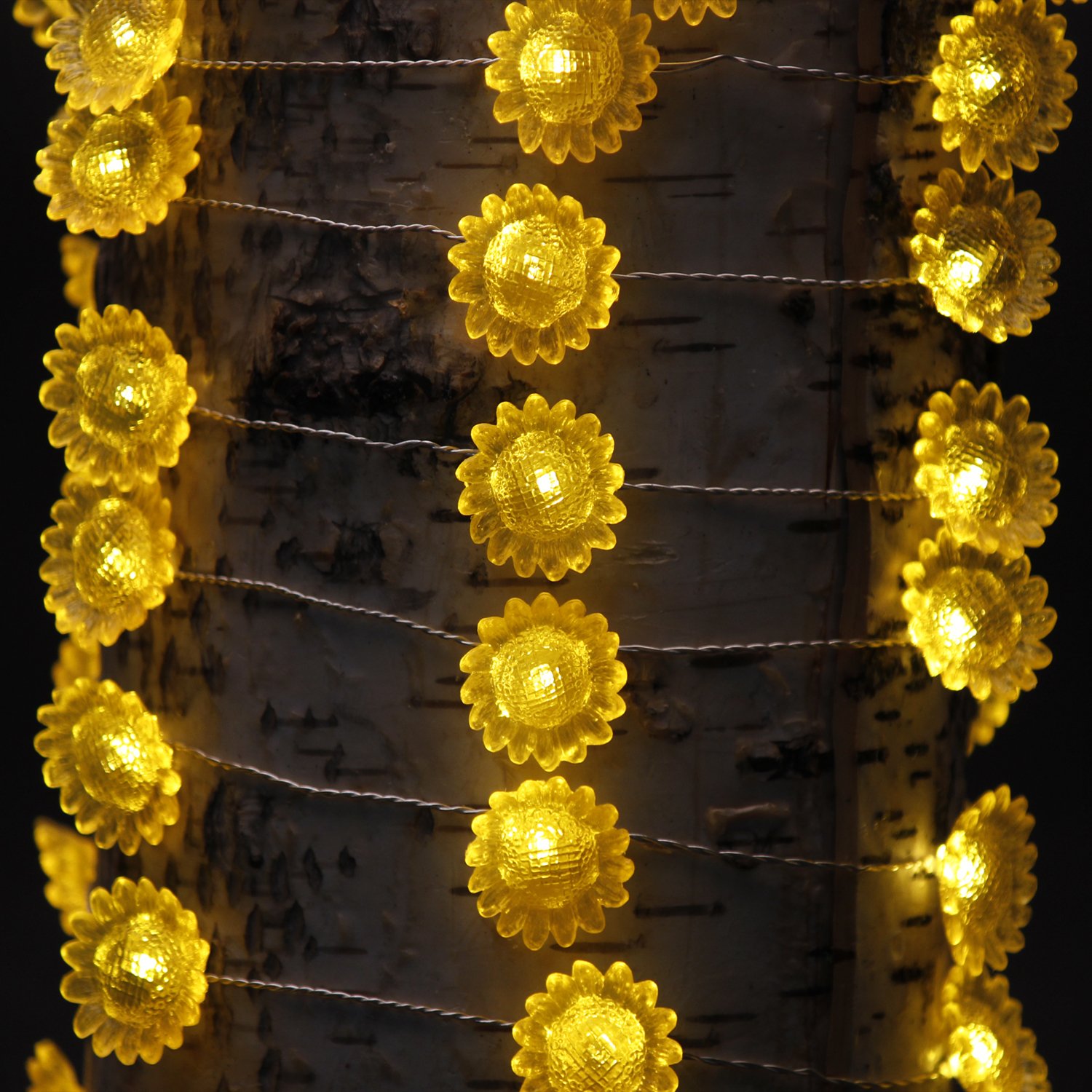 Impress Life 10ft 40LED Sunflower String Lights with Remote & Battery - Solar Powered Waterproof Fairy Lights for Garden, Patio, Balcony, Gazebo | Perfect for Spring Decor, Weddings & Outdoor Parties