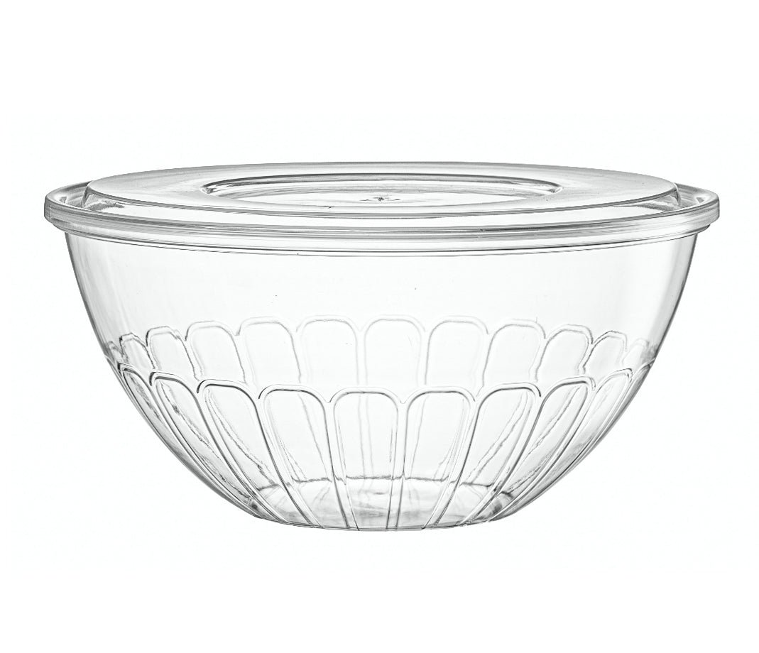 Clear Salad Bowl Set of 3 - BPA-Free Plastic Serving Bowls for Fresh Salads, Fruits, Snacks - Perfect for Parties, Picnics & Family Dinners
