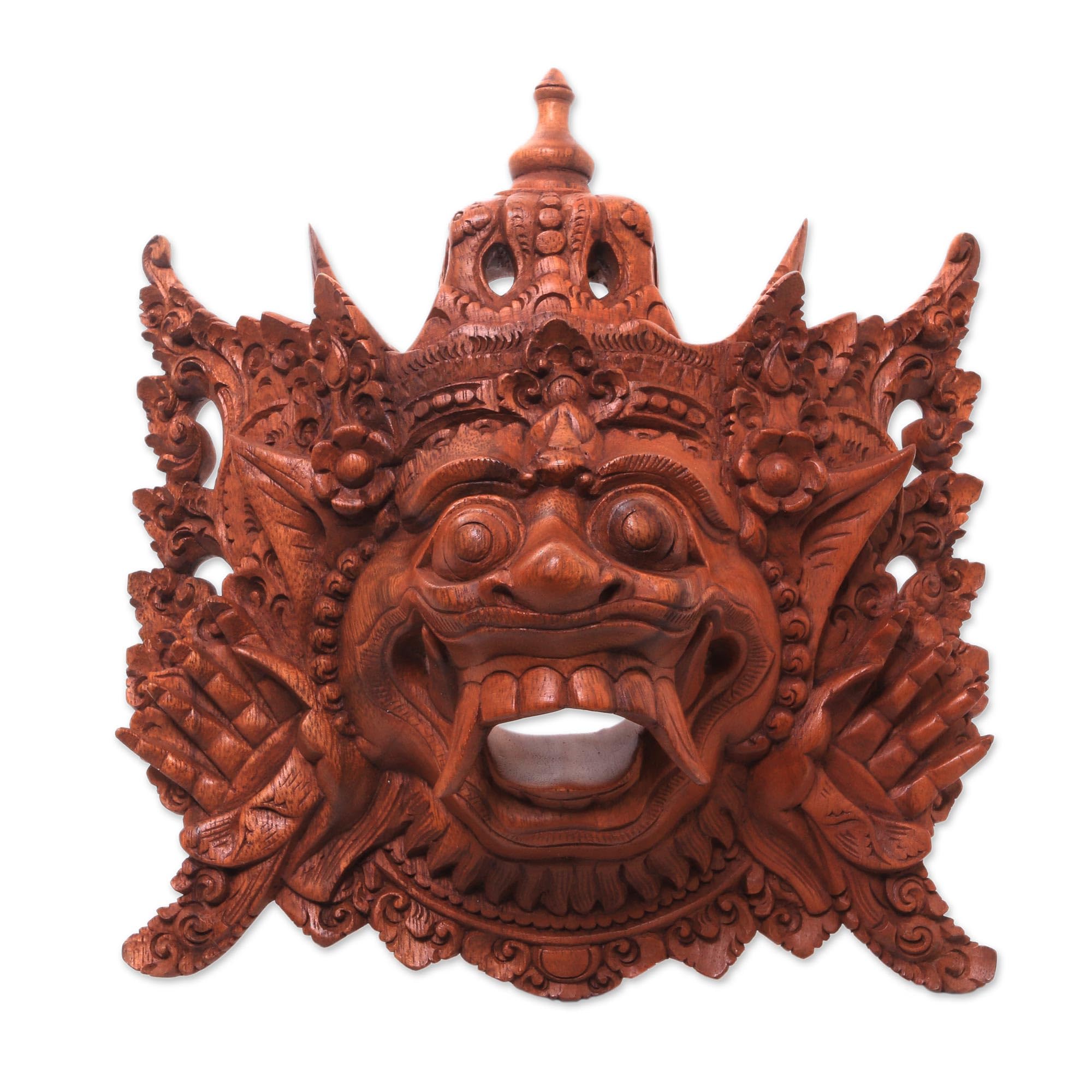 NOVICA Rahwana King of Alengka Hand-Carved Wooden Mask - Balinese Artisan Wall Decor for Home & Office